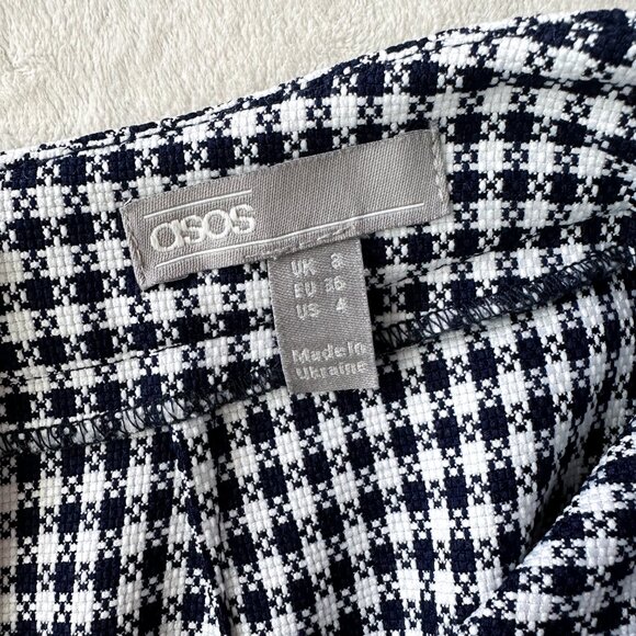 ASOS Woven Mini Skirt Black and White Checker Gingham Plaid - Size 4 (Small) - Picture 5 of 10